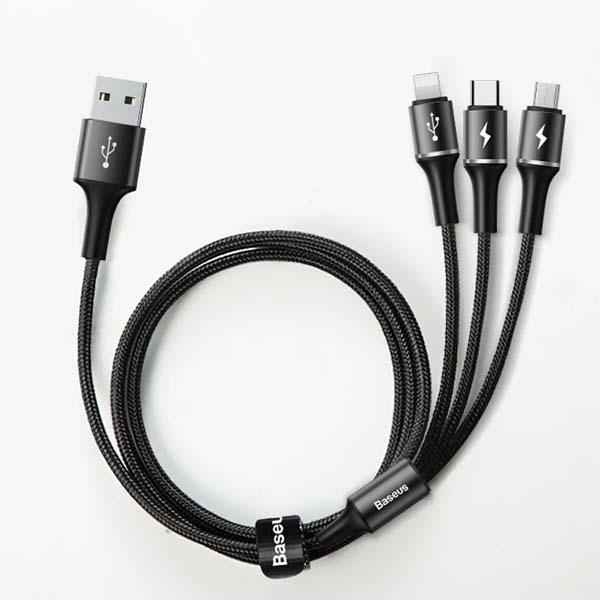 Baseus Halo 3-in-1 Data Cable USB For M+L+T 3.5A 1.2M (CAMLT-HA01)